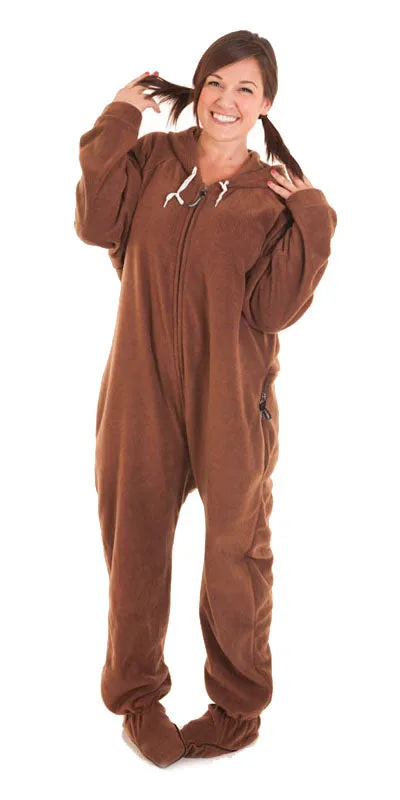 Lay Down Brown Onesie - Detachable Feet