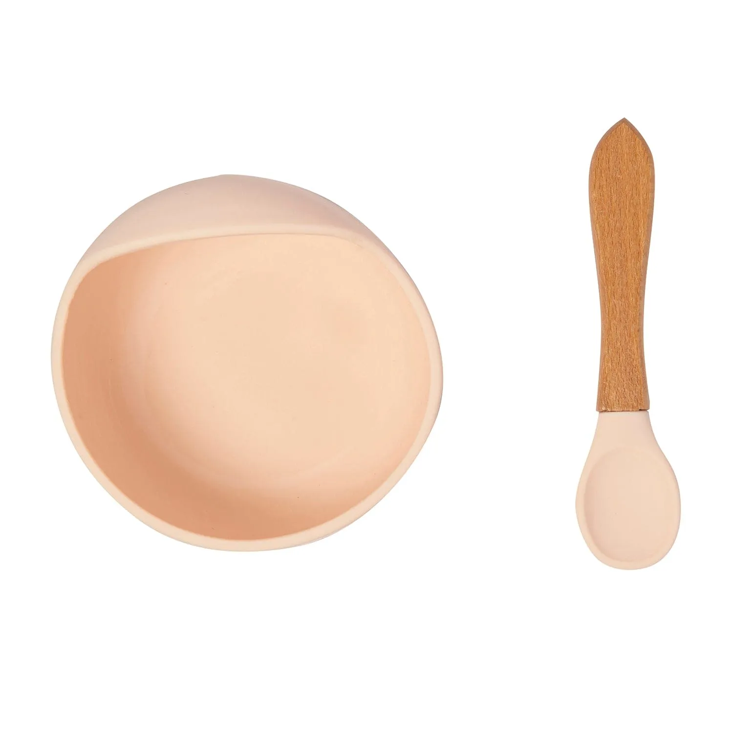 Light Peach Silicon Bowl And Spoon Set