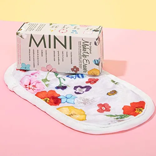 MakeUp Eraser Mini, Erase All Makeup With Just Water, Including Waterproof Mascara, Eyeliner, Foundation, Lipstick and More (White Flower Print)