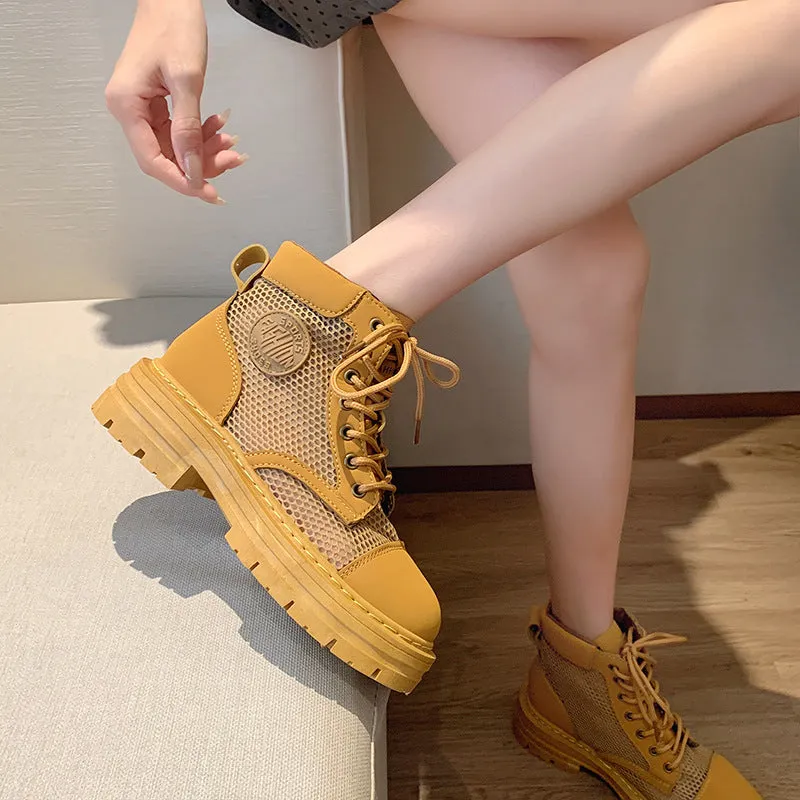 Mesh Breathable Martin Boots Female  New Summer Women's Thin Hollow Booties Hot Sale Worker Boots