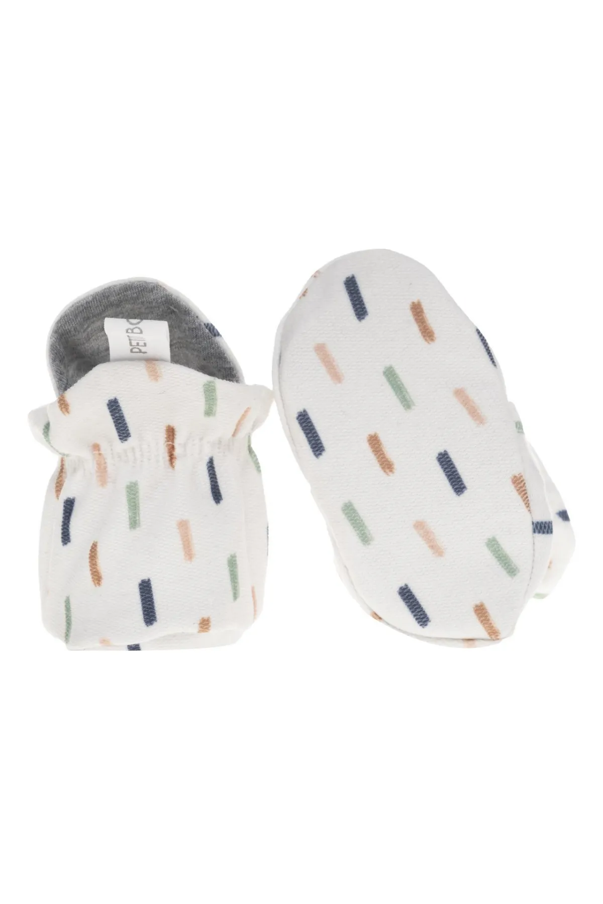 Organic Cotton Stay On Baby Booties | Soft Sole | Cream | Available in 3 Sizes from 0-9 Months