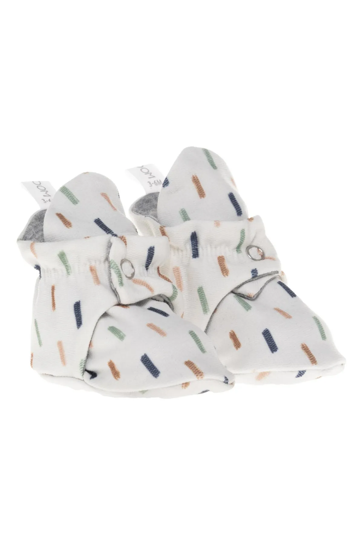 Organic Cotton Stay On Baby Booties | Soft Sole | Cream | Available in 3 Sizes from 0-9 Months