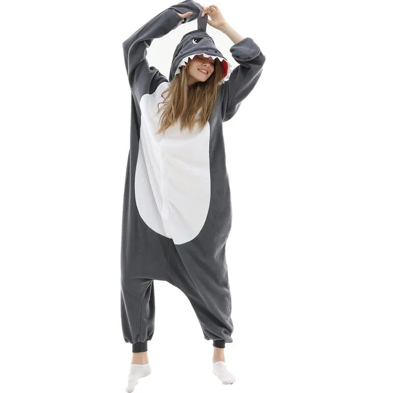 Pajamas Cartoon One-Piece Pijama Women Men Suit Onesies For Adults Fleece Couple Raccoon