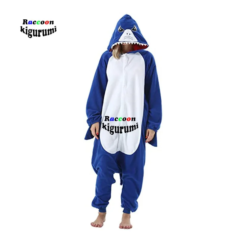 Pajamas Cartoon One-Piece Pijama Women Men Suit Onesies For Adults Fleece Couple Raccoon