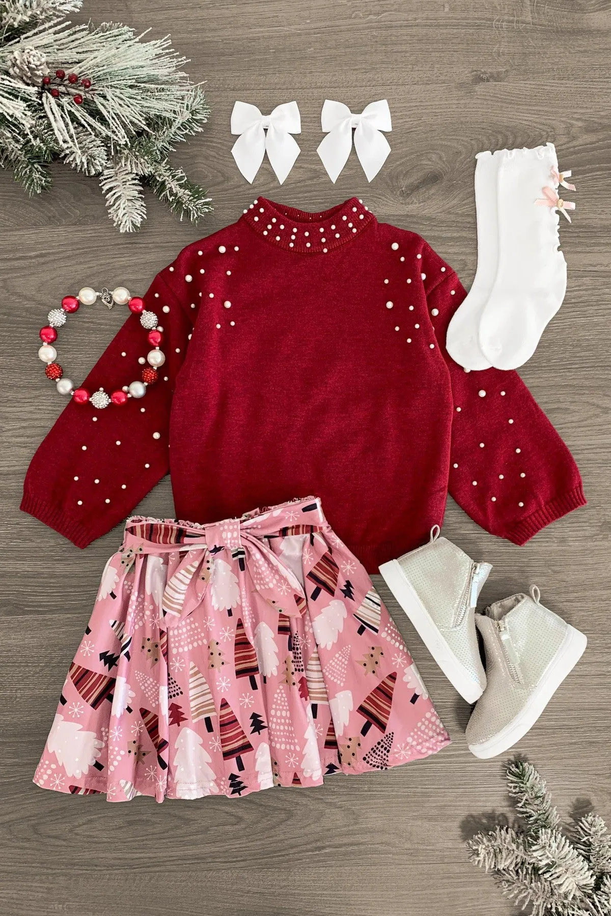 Pearl Sweater Winter Wonderland Skirt Set