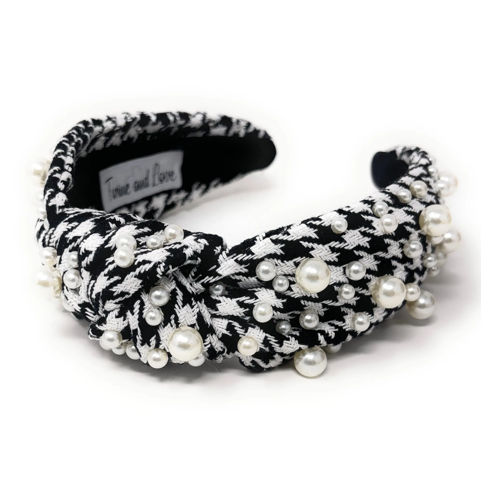 Pearly Houndstooth Top Knot Headband