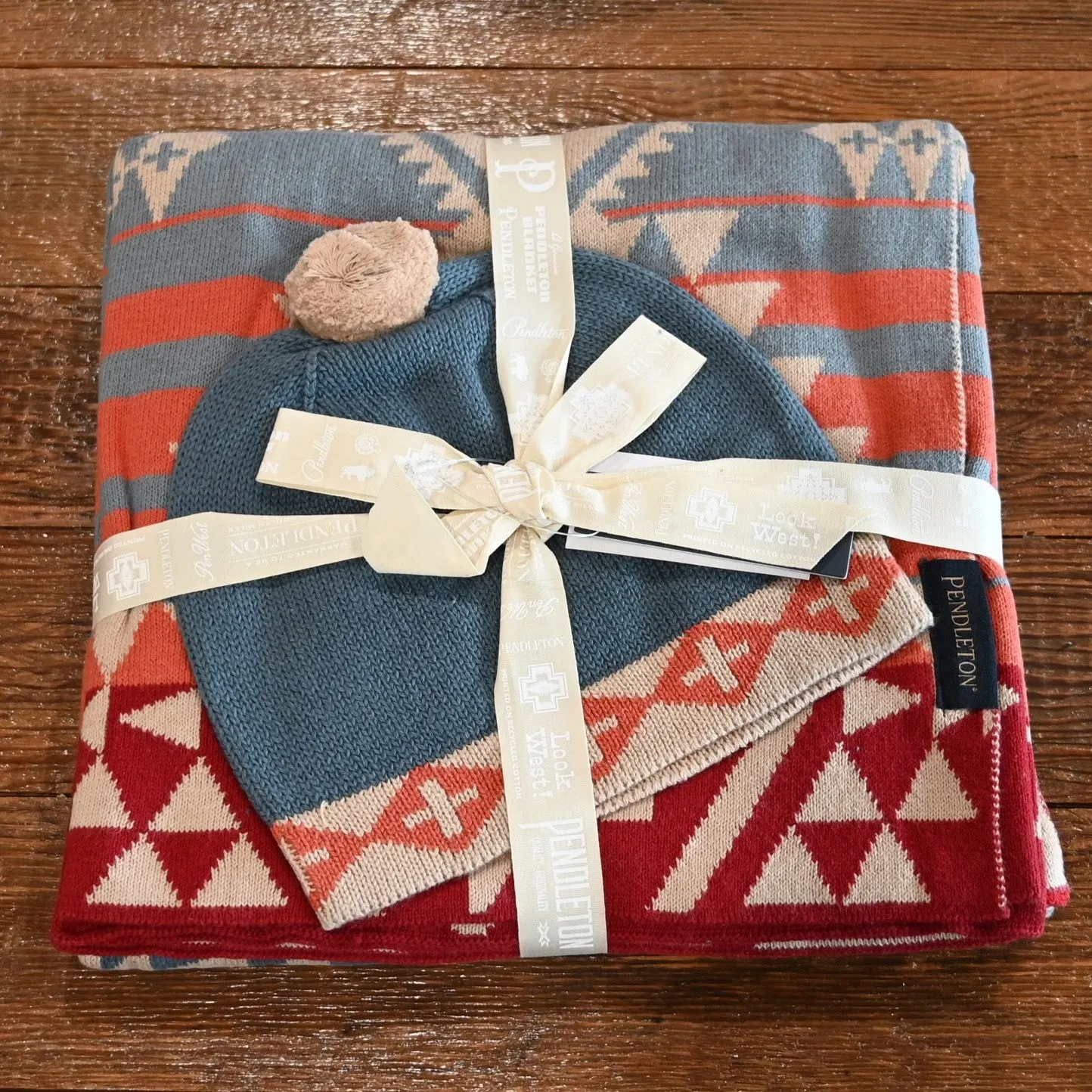 Pendleton Knit Baby Blanket with Beanie