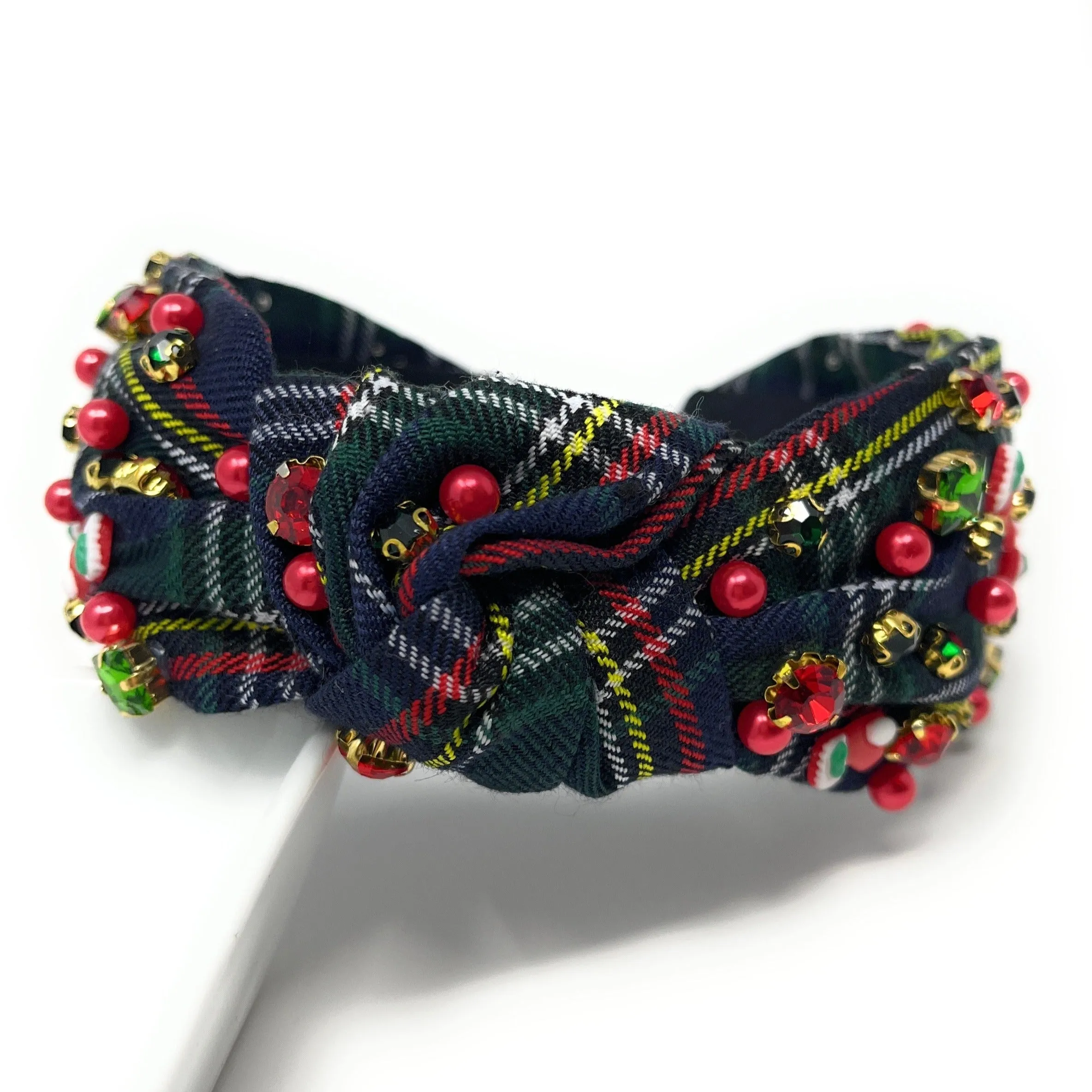 Plaid Jeweled Knot Headband