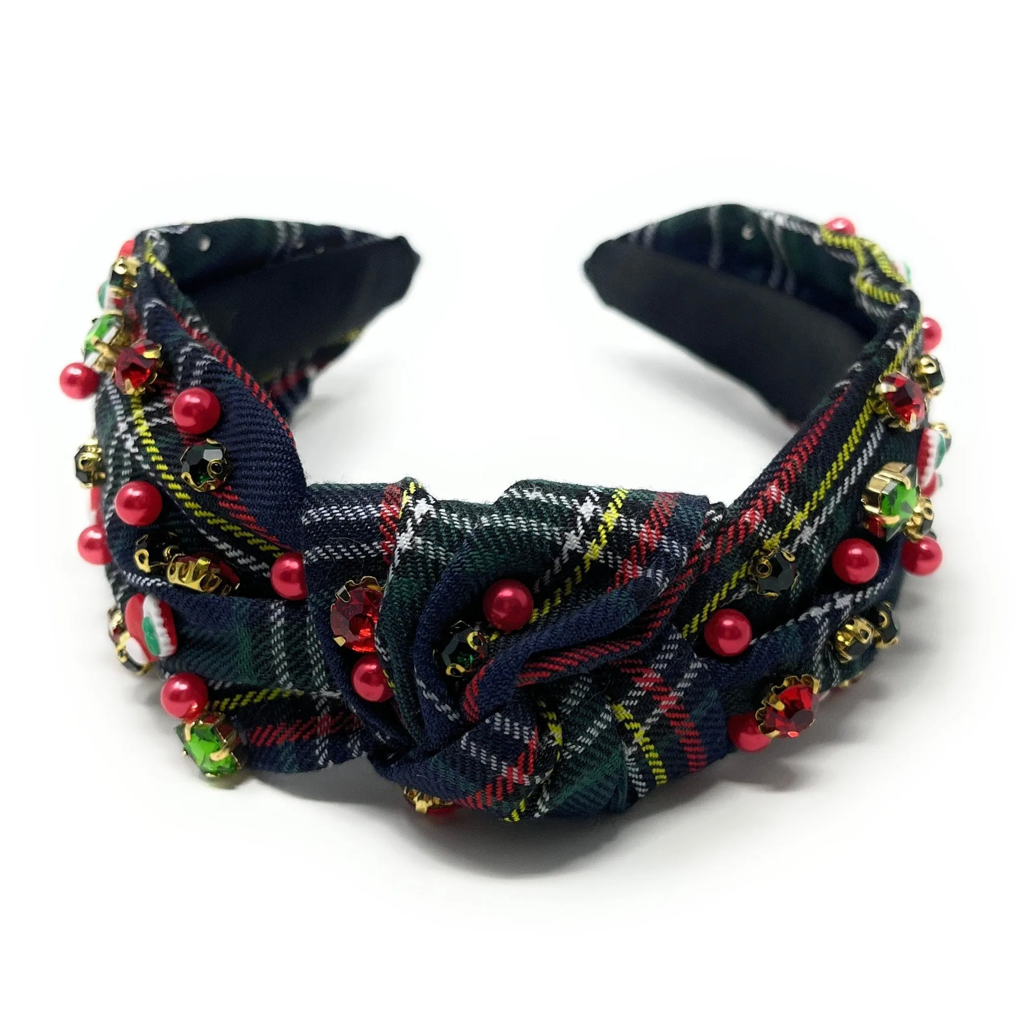 Plaid Jeweled Knot Headband