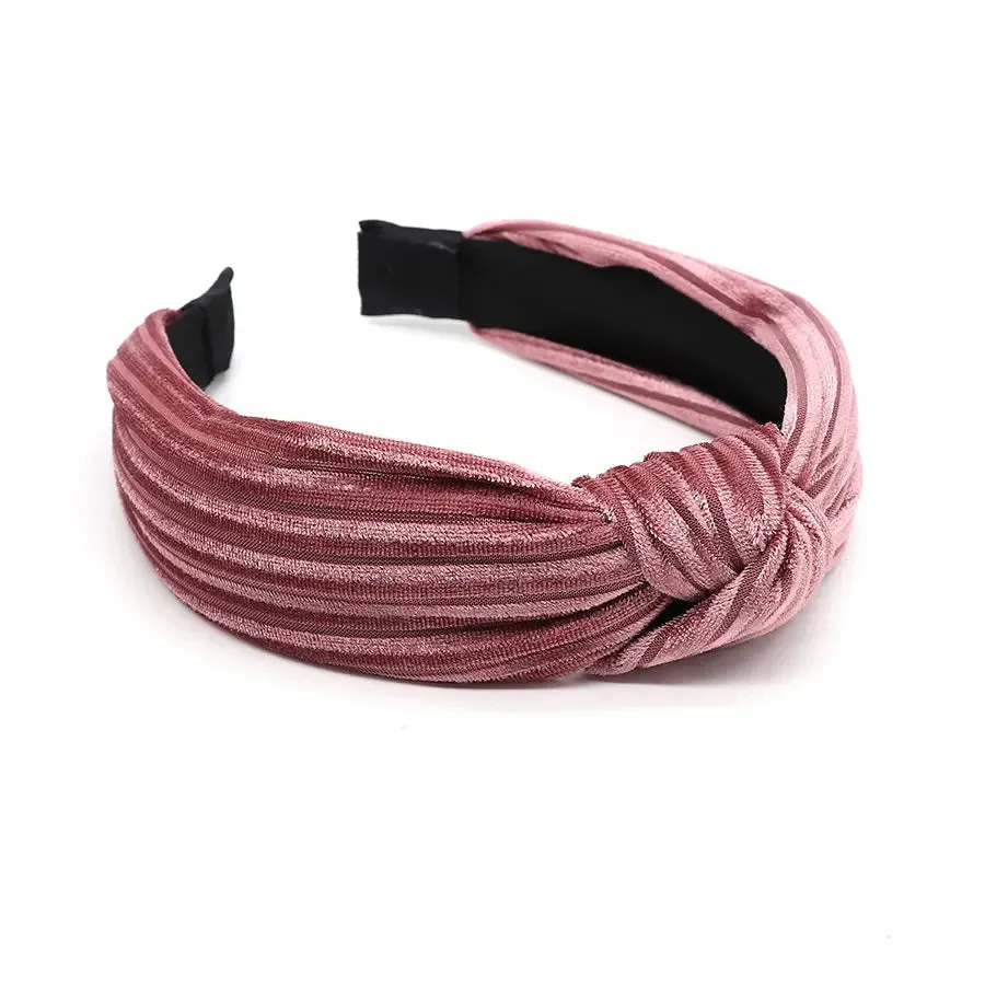 POM Blush Pink Velvet Pleated Knot Headband