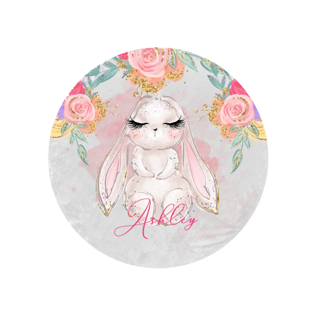 Round Blanket Personalised Rabbit