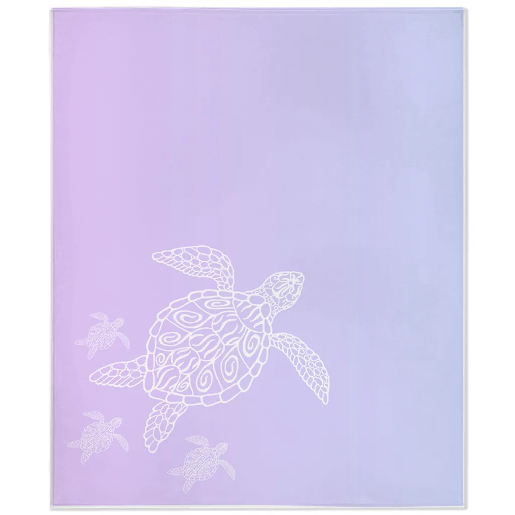 Sea Turtle Family Reverse Minky Blankets-Lilac