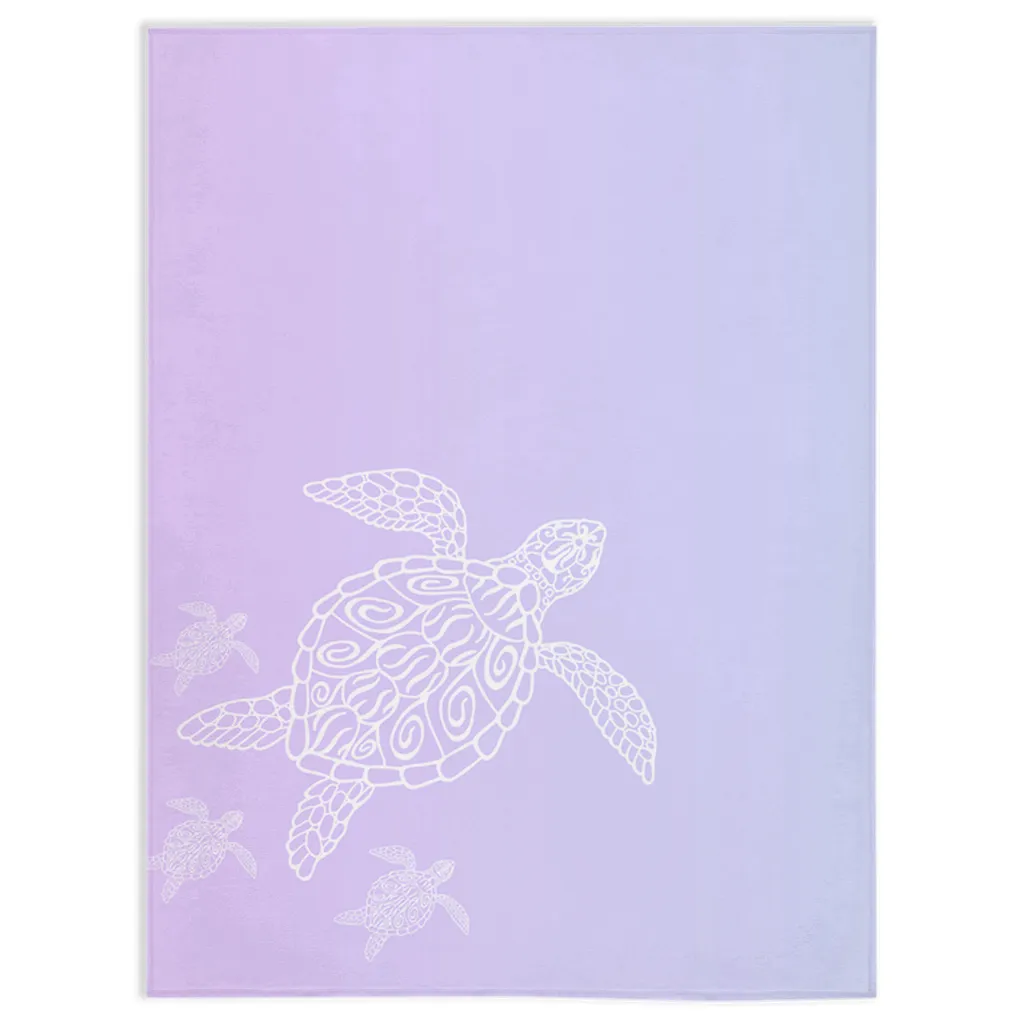 Sea Turtle Family Reverse Minky Blankets-Lilac