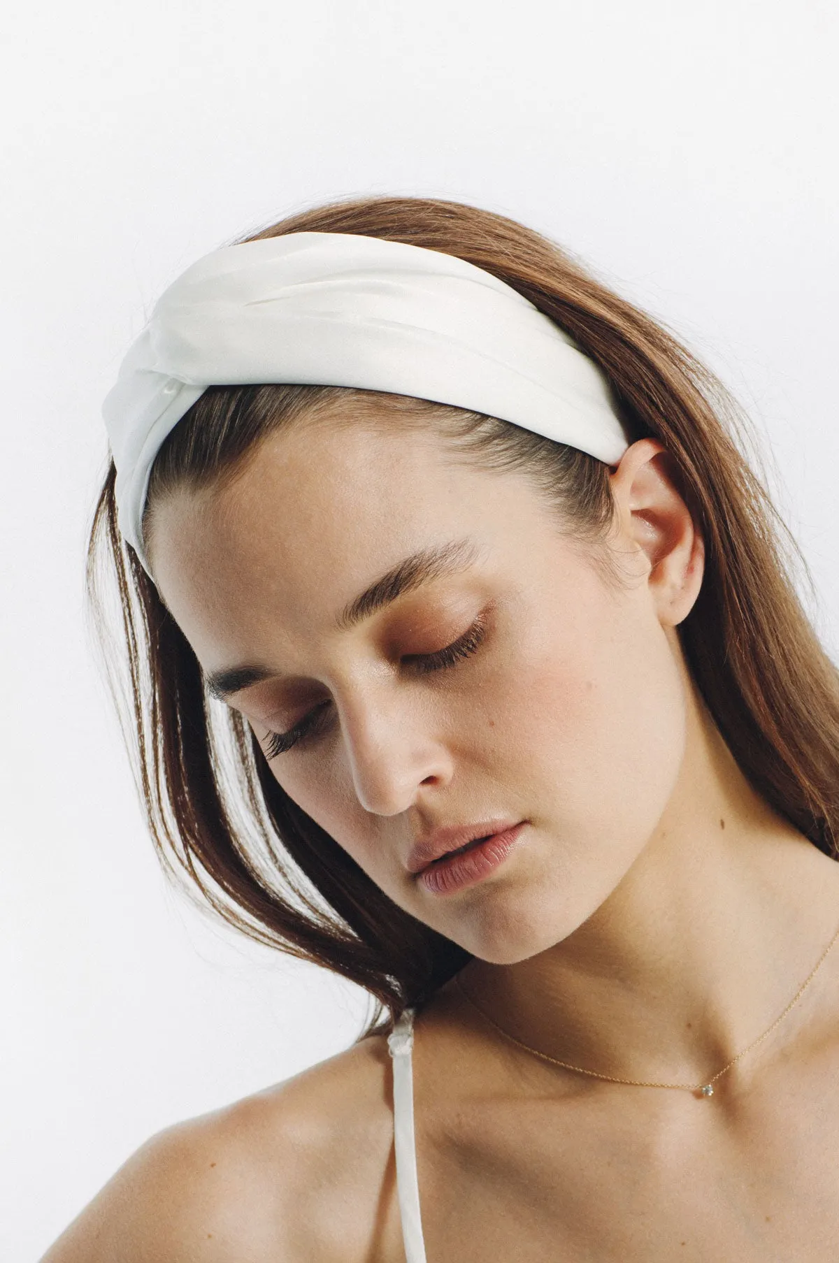 Silk Charmeuse 'Lovey' Headband: Ivory