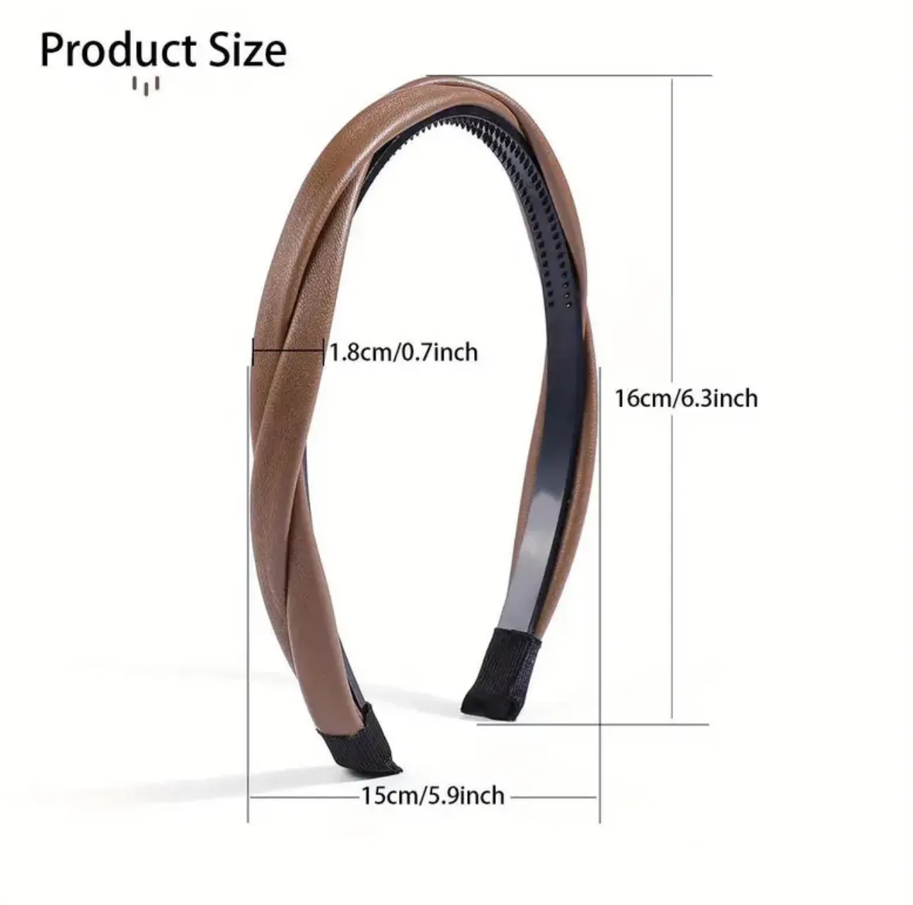 Solid Color PU Leather Braided Headband Coffee Beige Black Twisted Hairband Minimalist Hair Band Hair Accessories