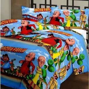 SYNEX Cartoon Print Microfiber Lightweight Reversible Super Soft AC Dohar/Blanket (Motu Patlu, Single Bed)