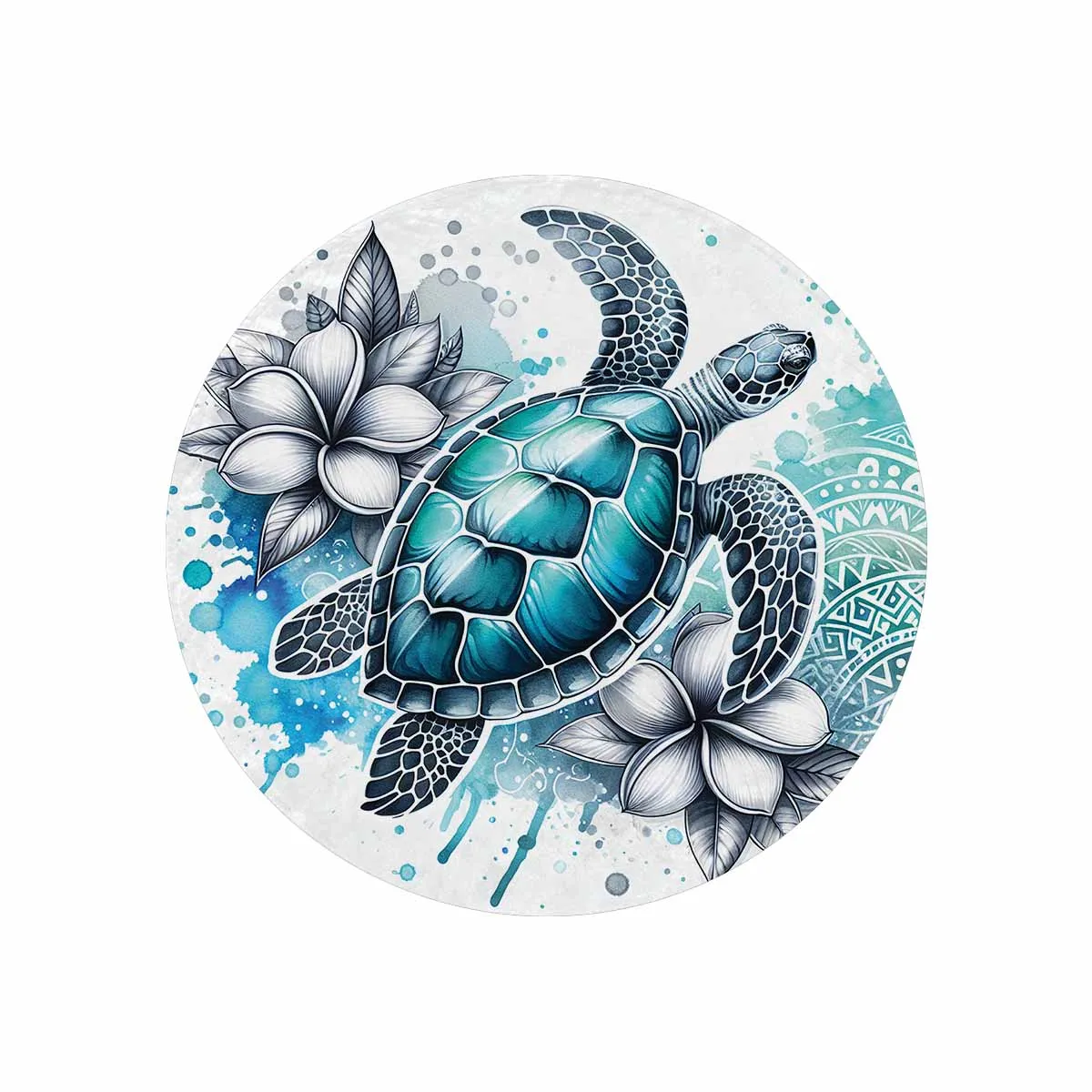 Turtle_Awd35195  Circular Micro Fleece Blanket 60"