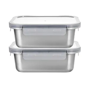 UMAI Stainless Steel Food Container | Leakproof | Snap Lock Lid | Airtight | Lunch Box for Office Men, Women, Kids | Steel Tiffin Box (800ml, Pack of 2)