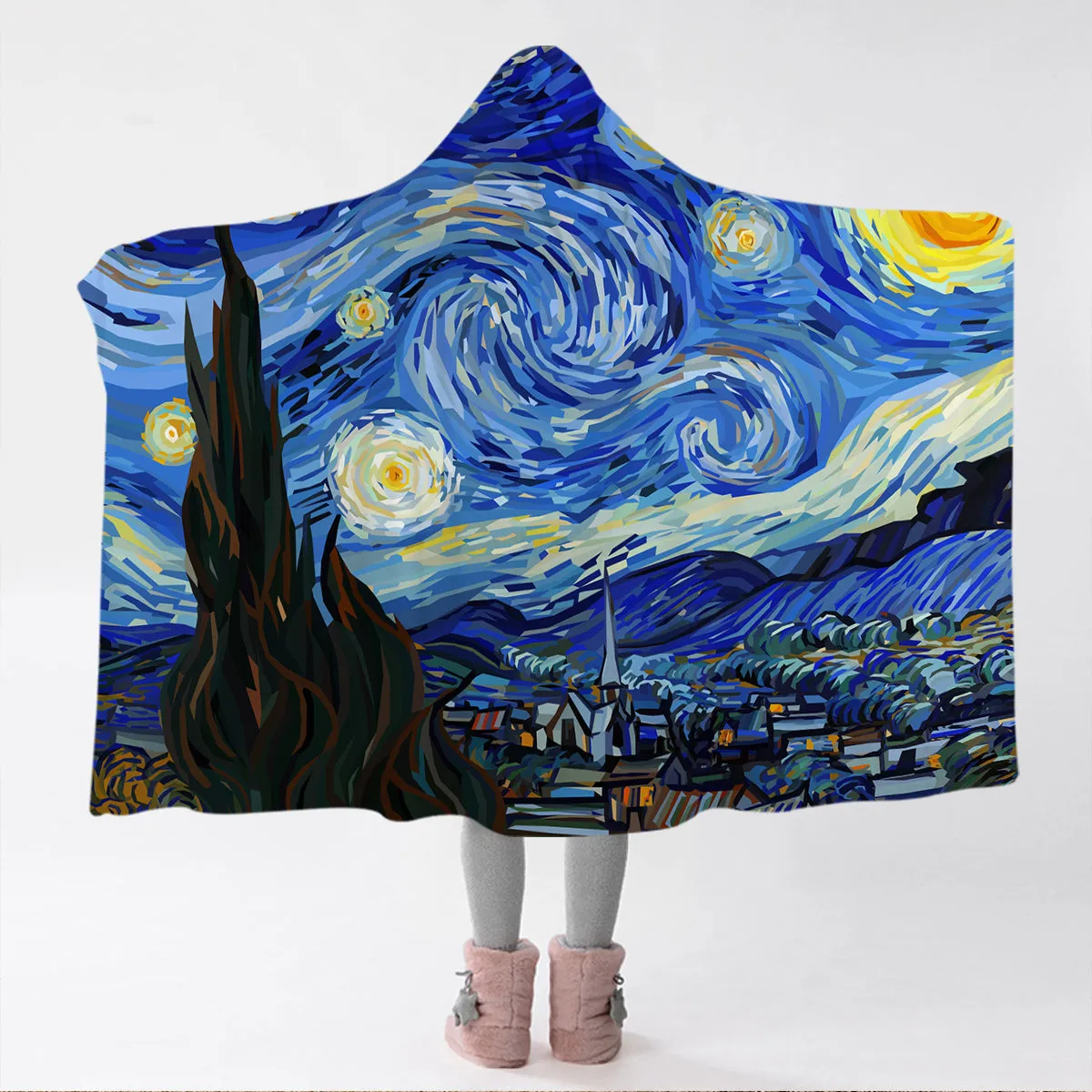 Van Gogh's Starry Night Cozy Hooded Blanket