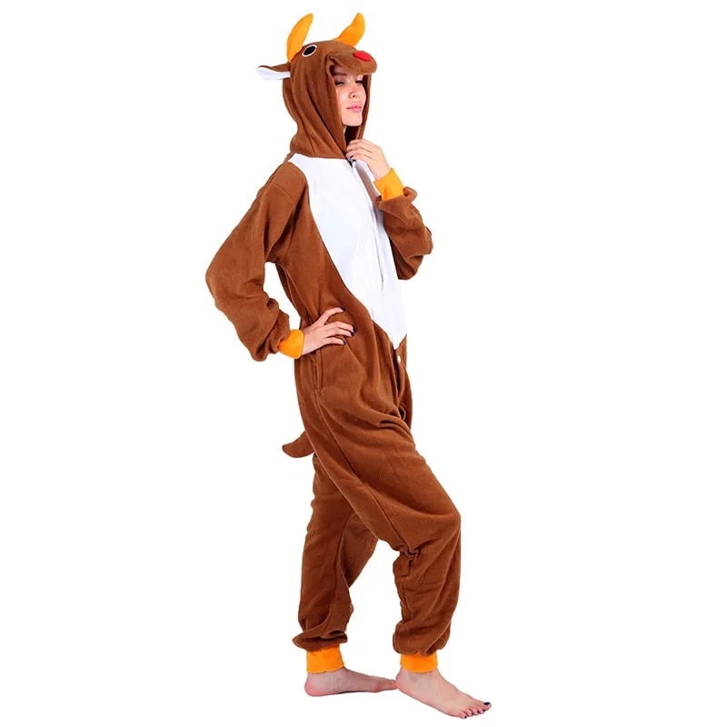 Winter Adult Animal Mike Duck Onesies Shark Cat Fox Kigurumi Pajamas Monkey Cartoon Costumes Jumpsuits Christmas Hooded