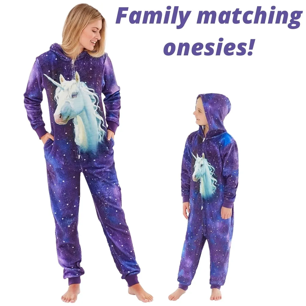 Womens Digital Print Unicorn Purple Onesie