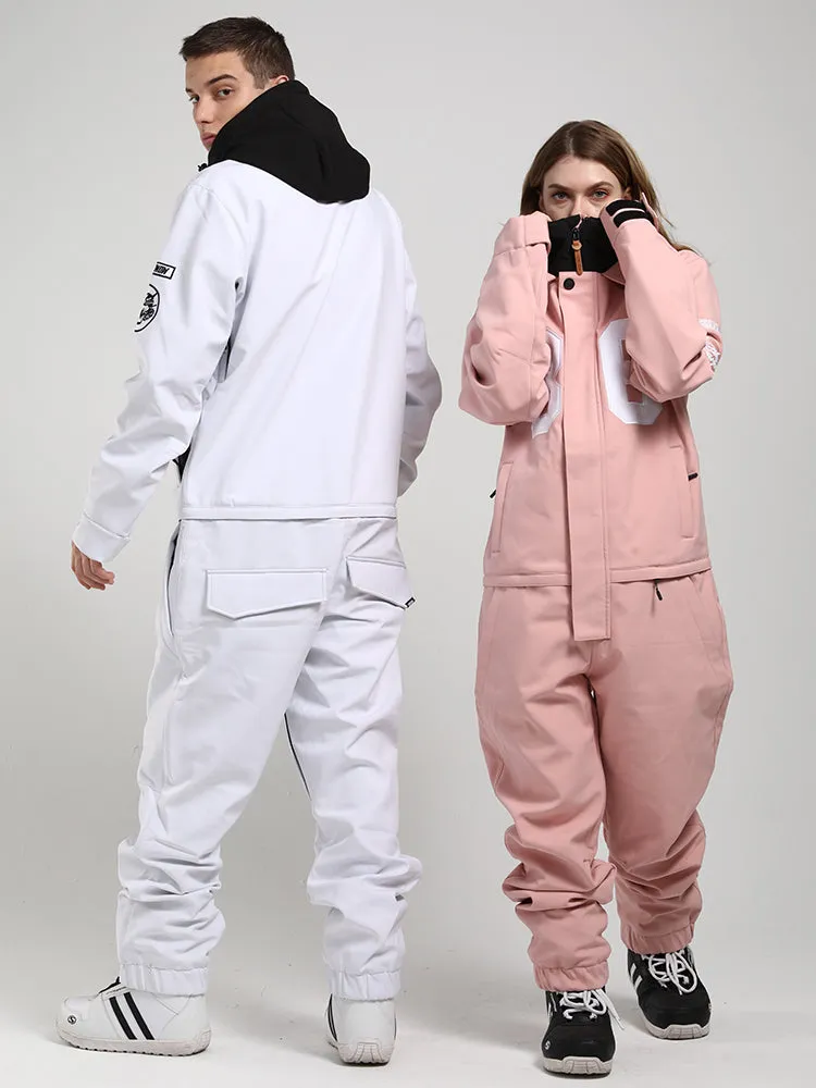 Women's Fashion Winter Waterproof Pink One Piece Snowboard Suits