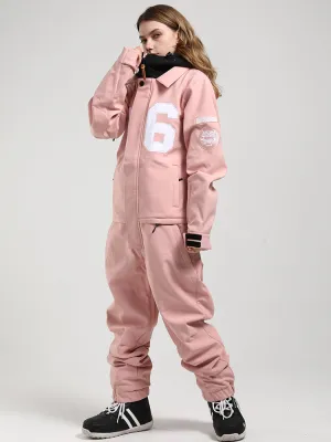 Women's Fashion Winter Waterproof Pink One Piece Snowboard Suits