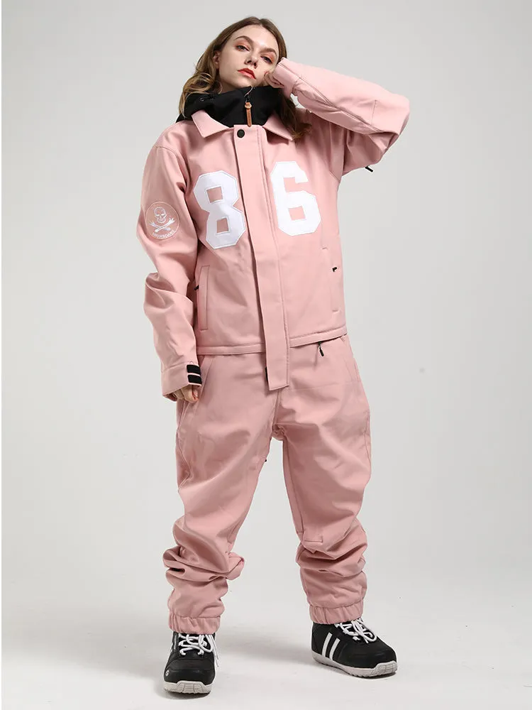 Women's Fashion Winter Waterproof Pink One Piece Snowboard Suits