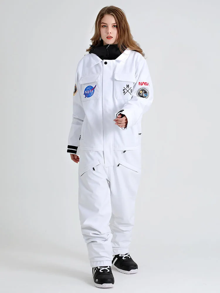 Women's Slope Star White One Piece Snowboard Suit Jumpsuit