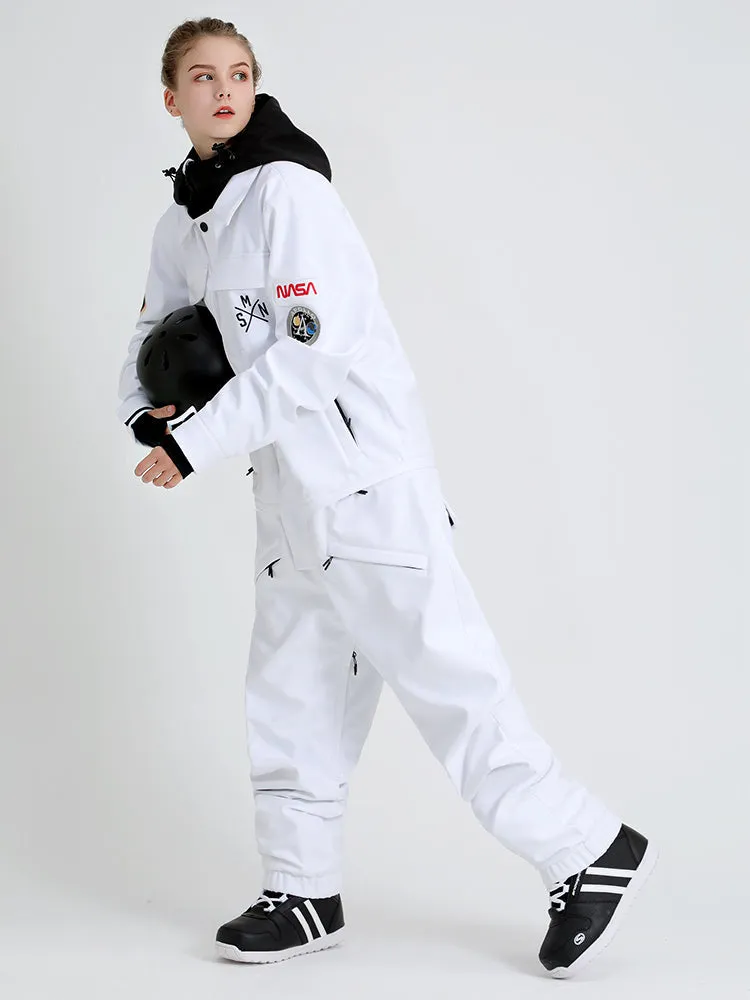 Women's Slope Star White One Piece Snowboard Suit Jumpsuit